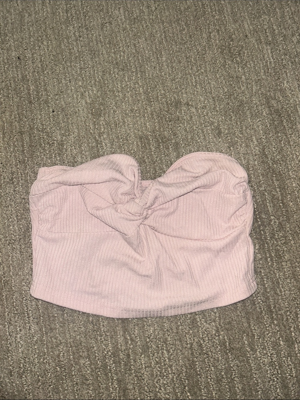 Womens Light Pink Ribbed Bandeau Crop Top
